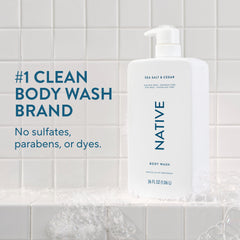 Native label close-up showing sea salt & cedar name and ingredient clarity benefit