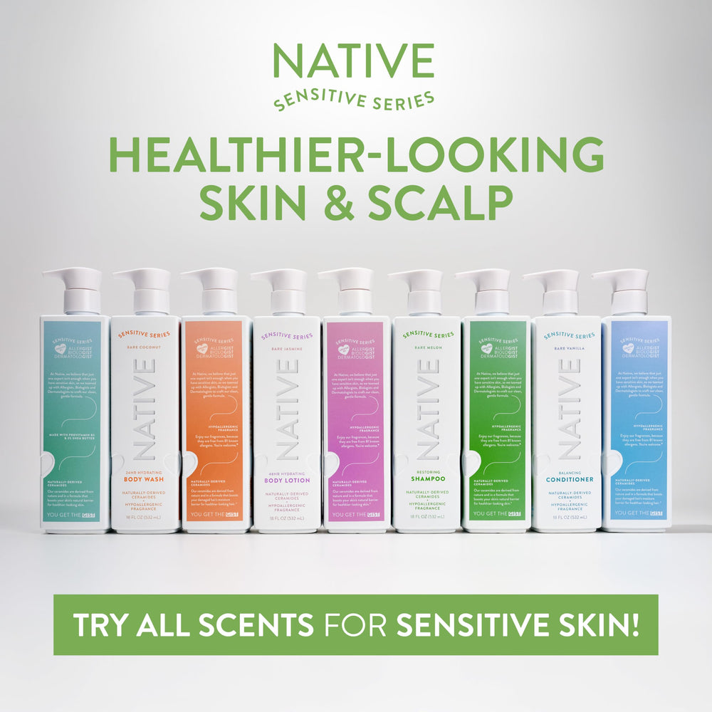 Native minimal ingredients visual emphasizing low-irritant formulation