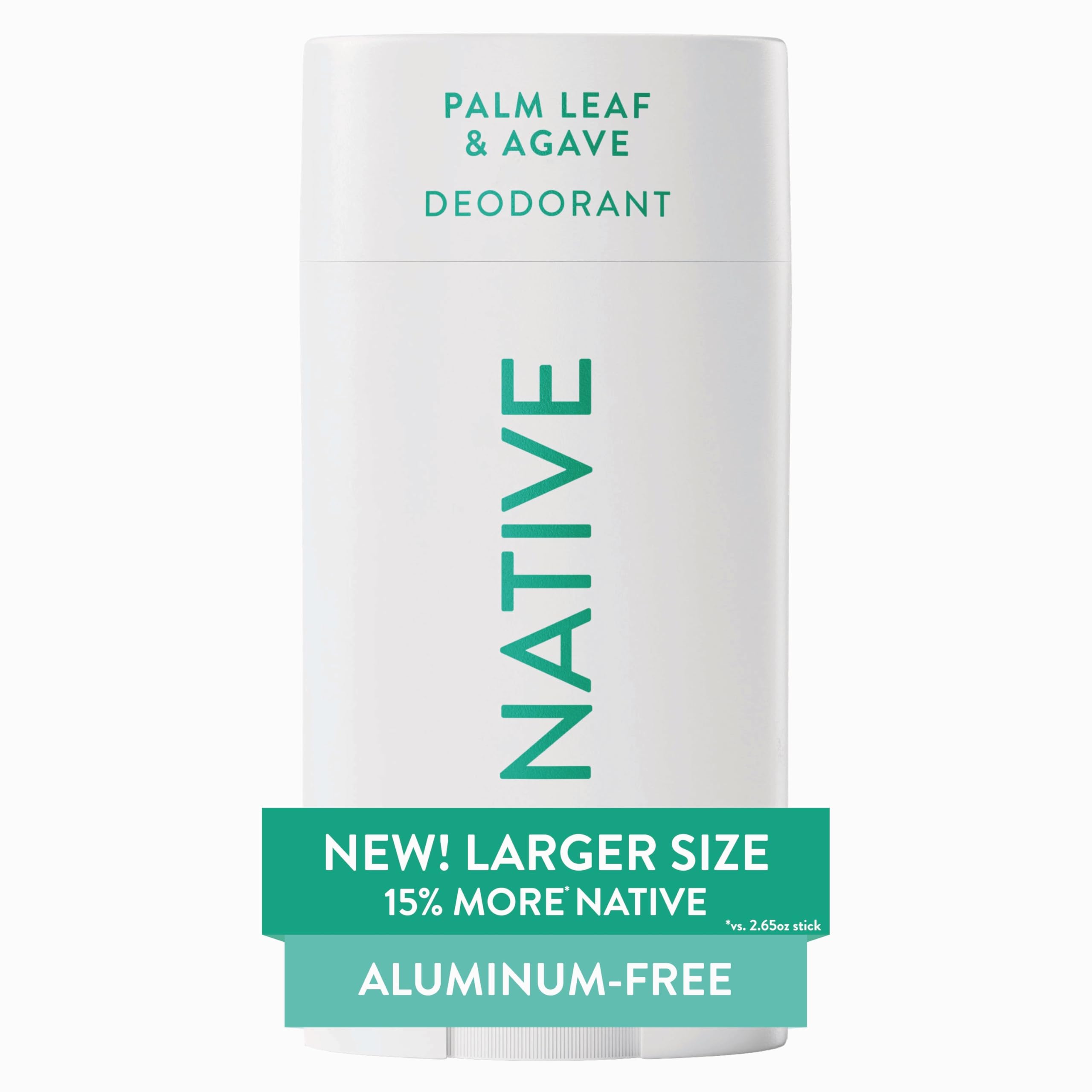 Native palm leaf & agave front packaging shows scent and size, promising long-lasting protection