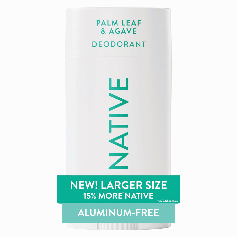 Native palm leaf & agave front packaging shows scent and size, promising long-lasting protection