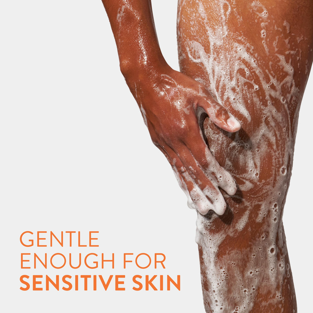 Native pouring foam on hand to show mild cleansing action and quick rinse benefit