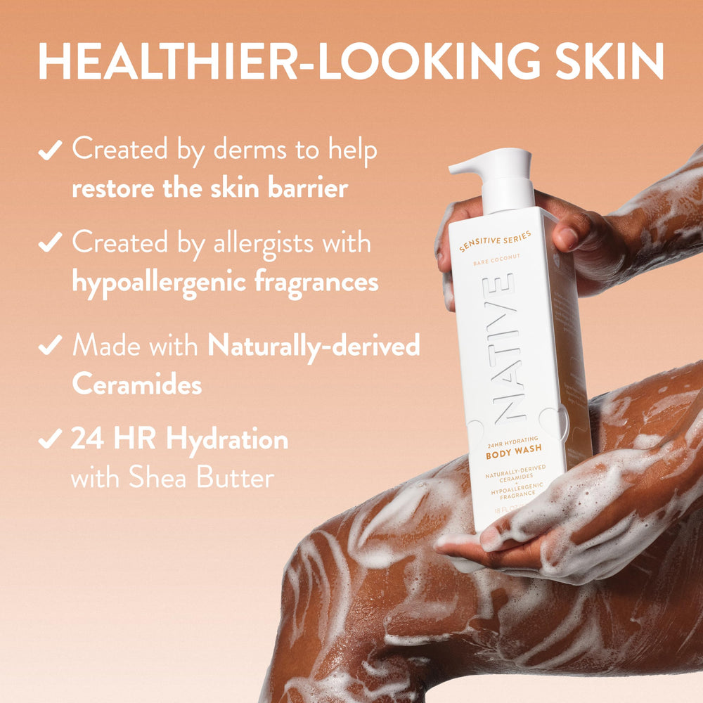 Native pump and label closeup highlighting ingredient transparency and ease