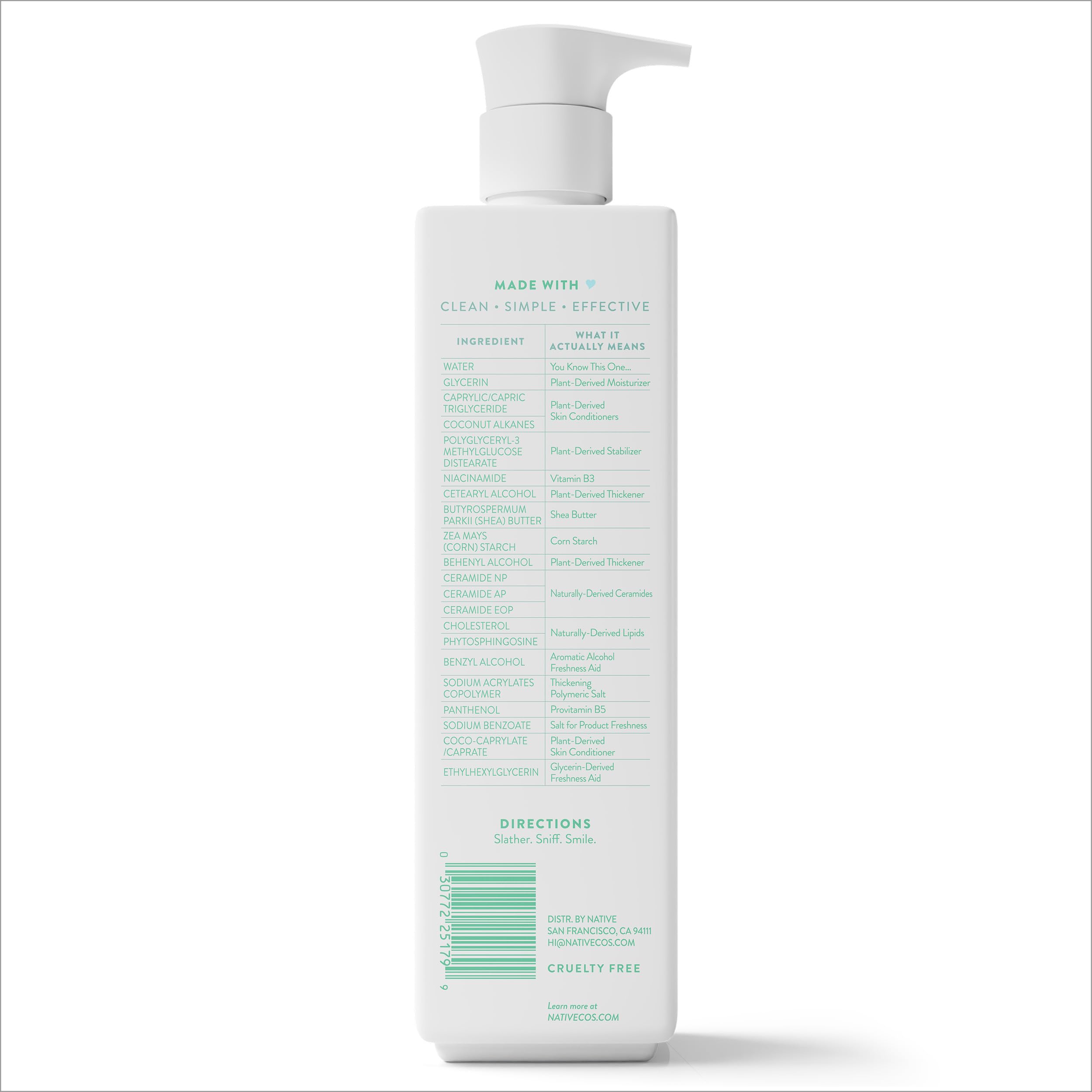 Native application after shower on arm demonstrating lasting hydration benefit