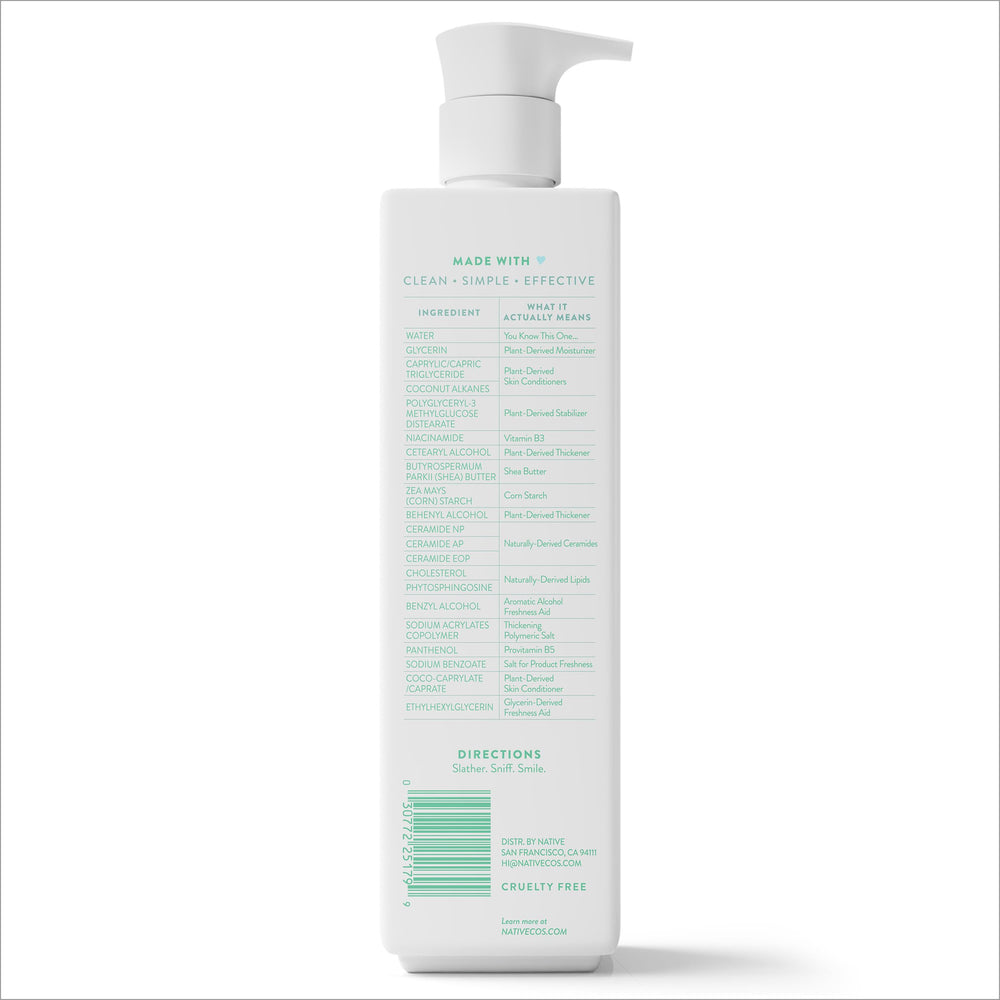 Native application after shower on arm demonstrating lasting hydration benefit