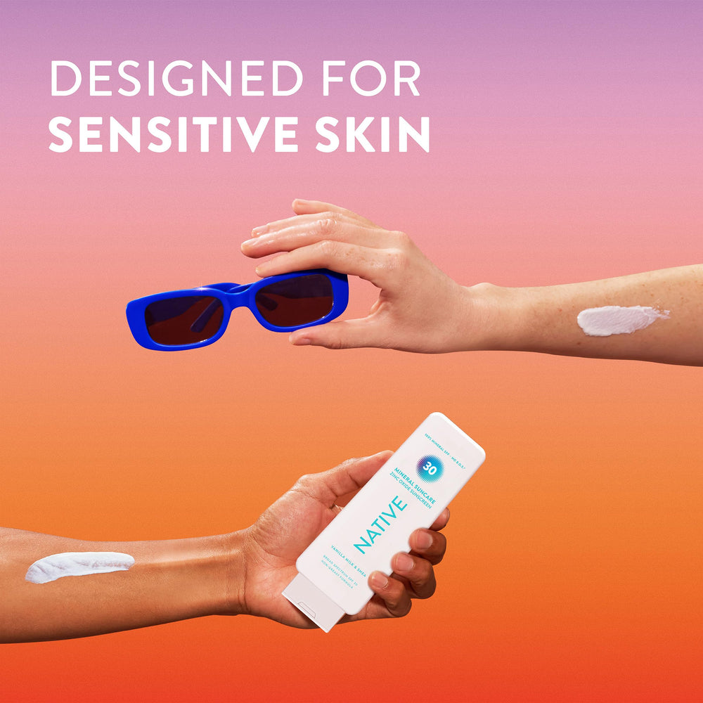 Native sunscreen spread on body at beach towel illustrating full-body protection