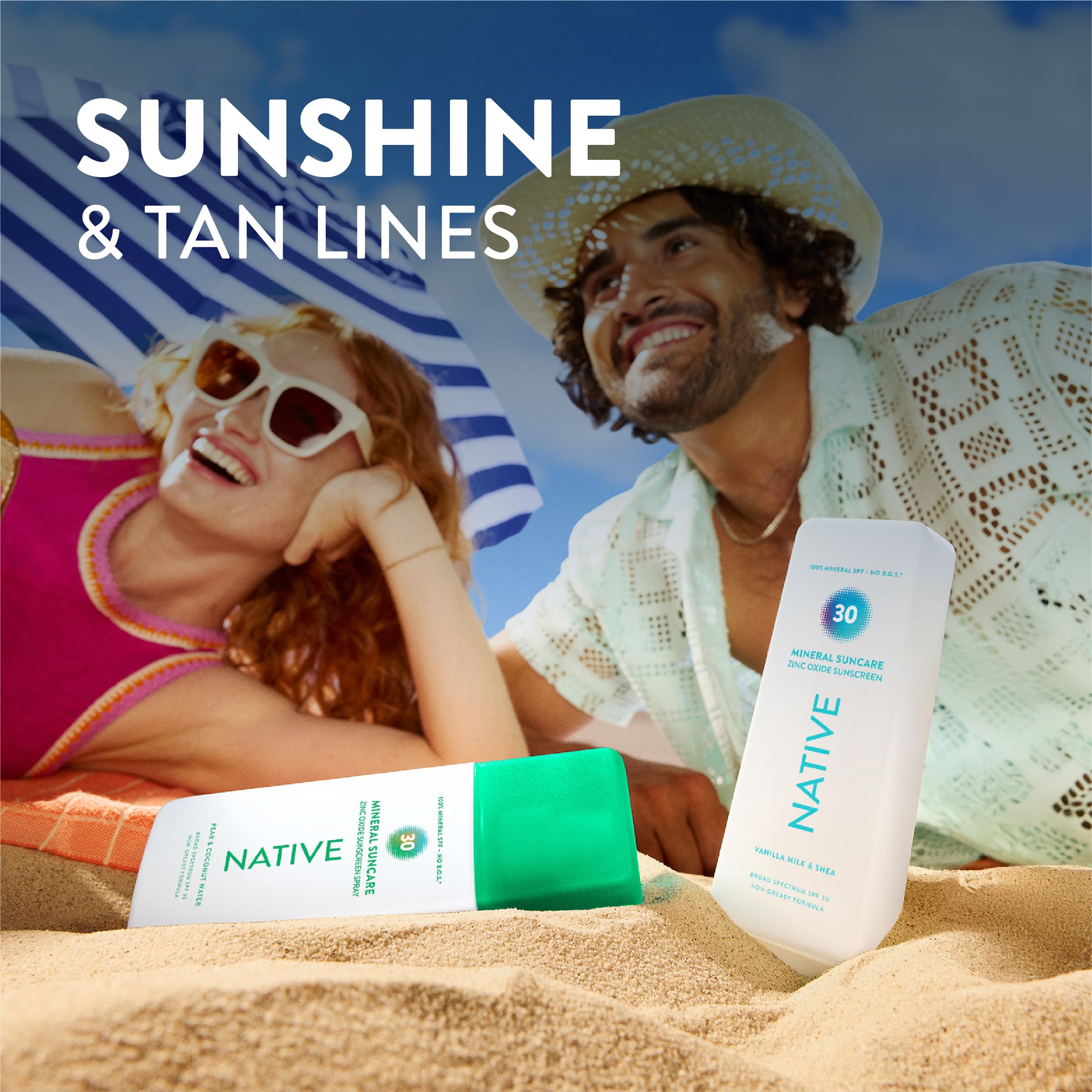 Native in lifestyle beach scene showing reef-safe, vacation-ready benefit