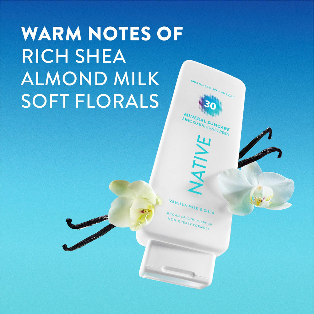 Native sunscreen texture swiped on skin showing non-greasy absorption benefit