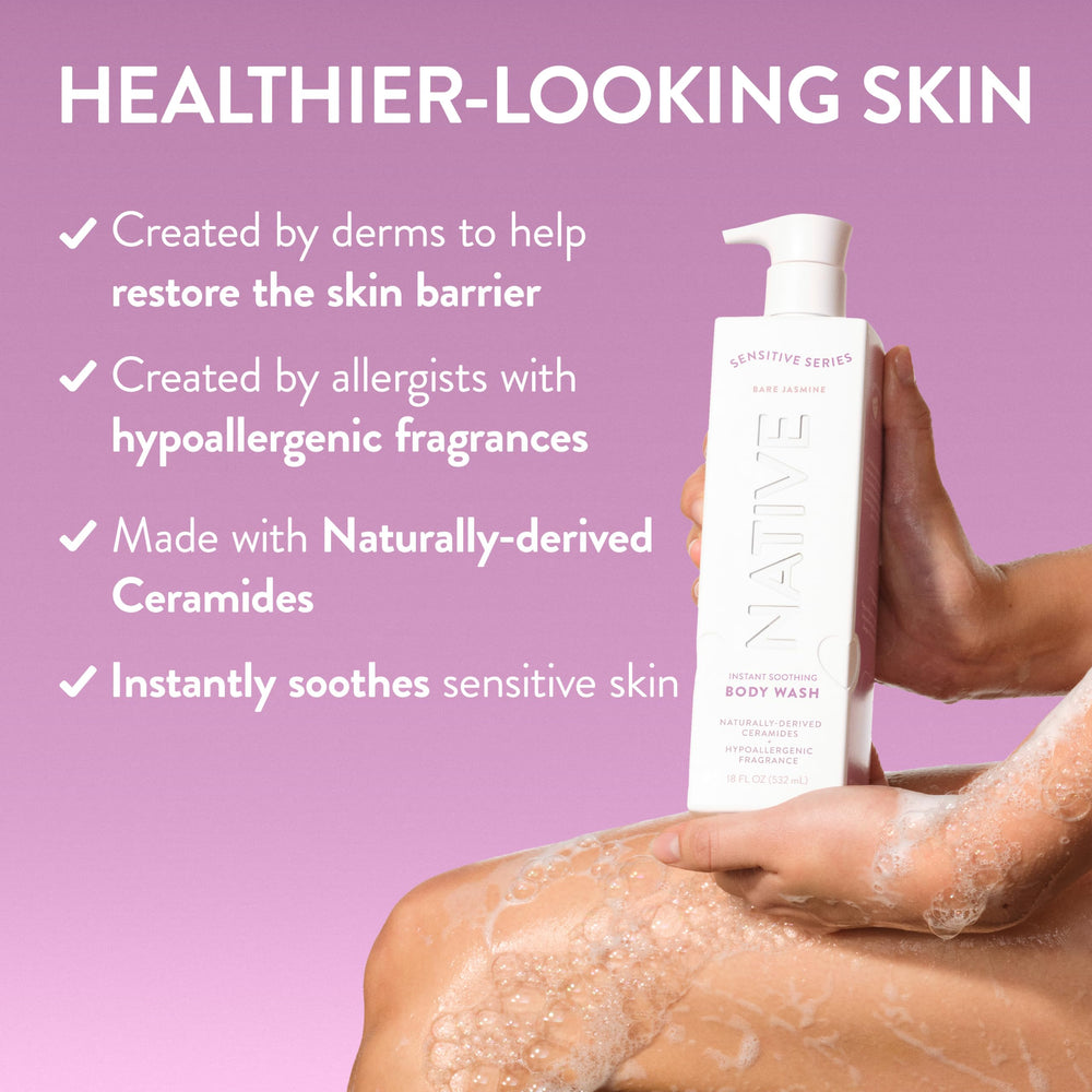 Native foam texture close-up demonstrating gentle lather that moisturizes skin