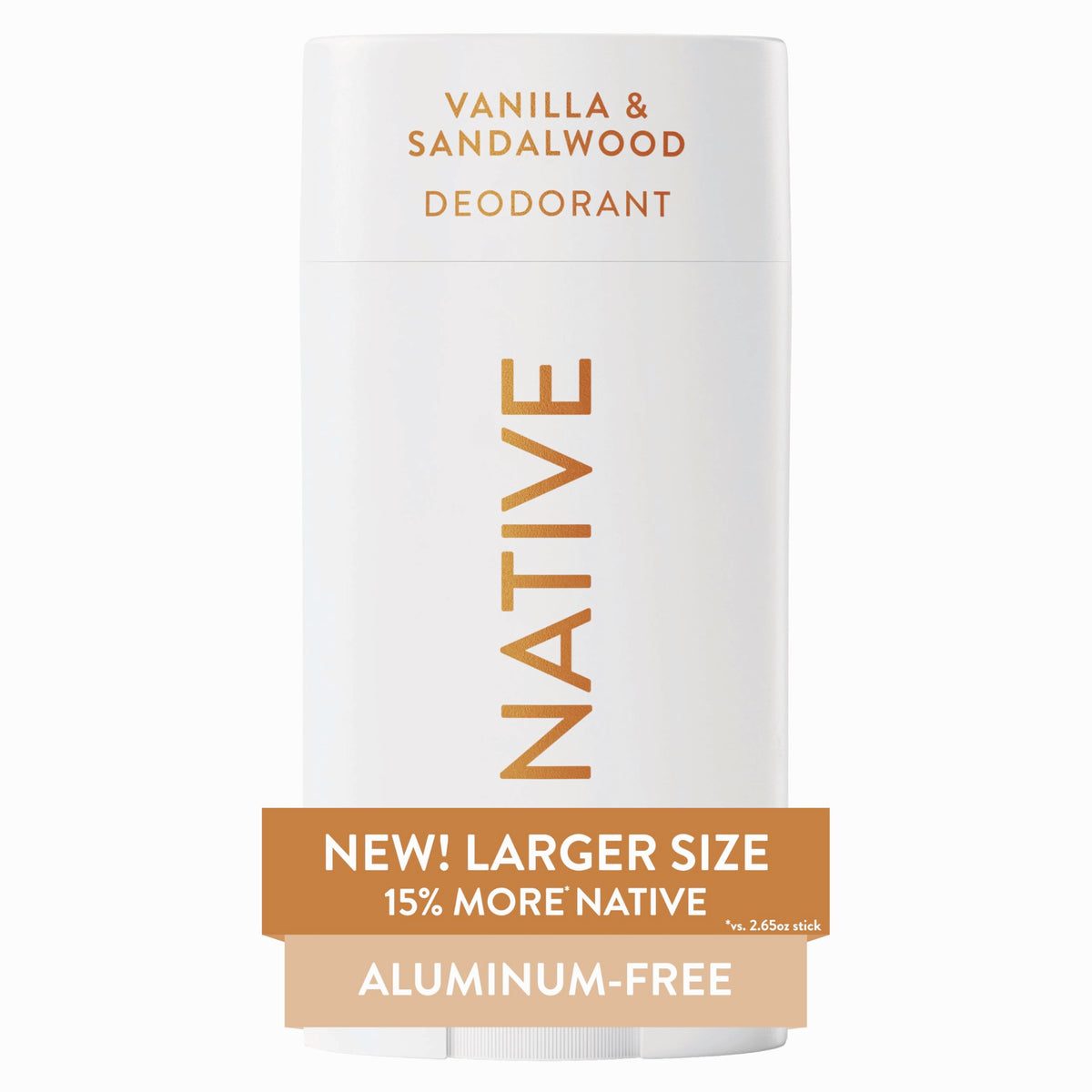 Native front packaging showing large 3.1 oz stick and scent