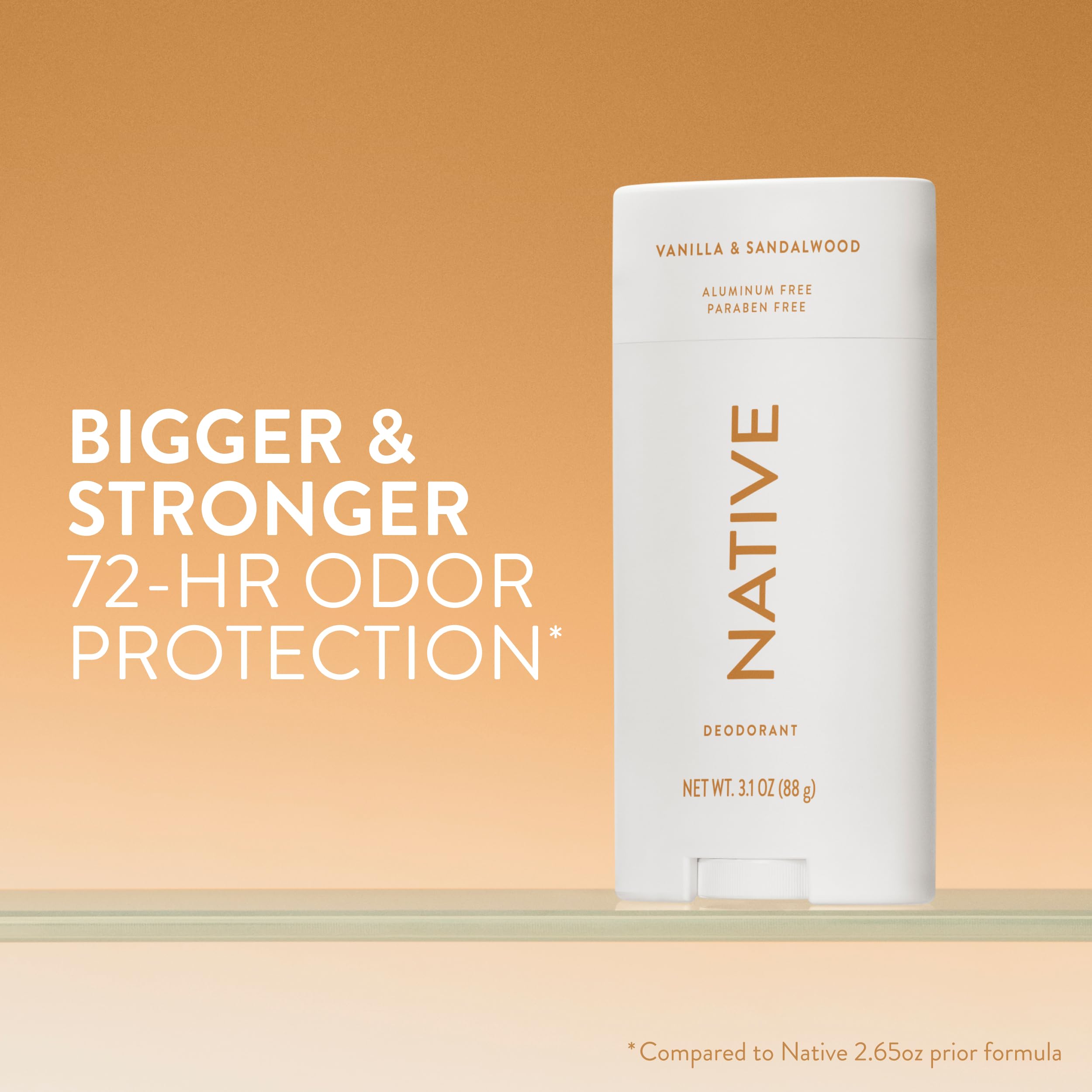 Native deodorant stick angled during application for smooth glide