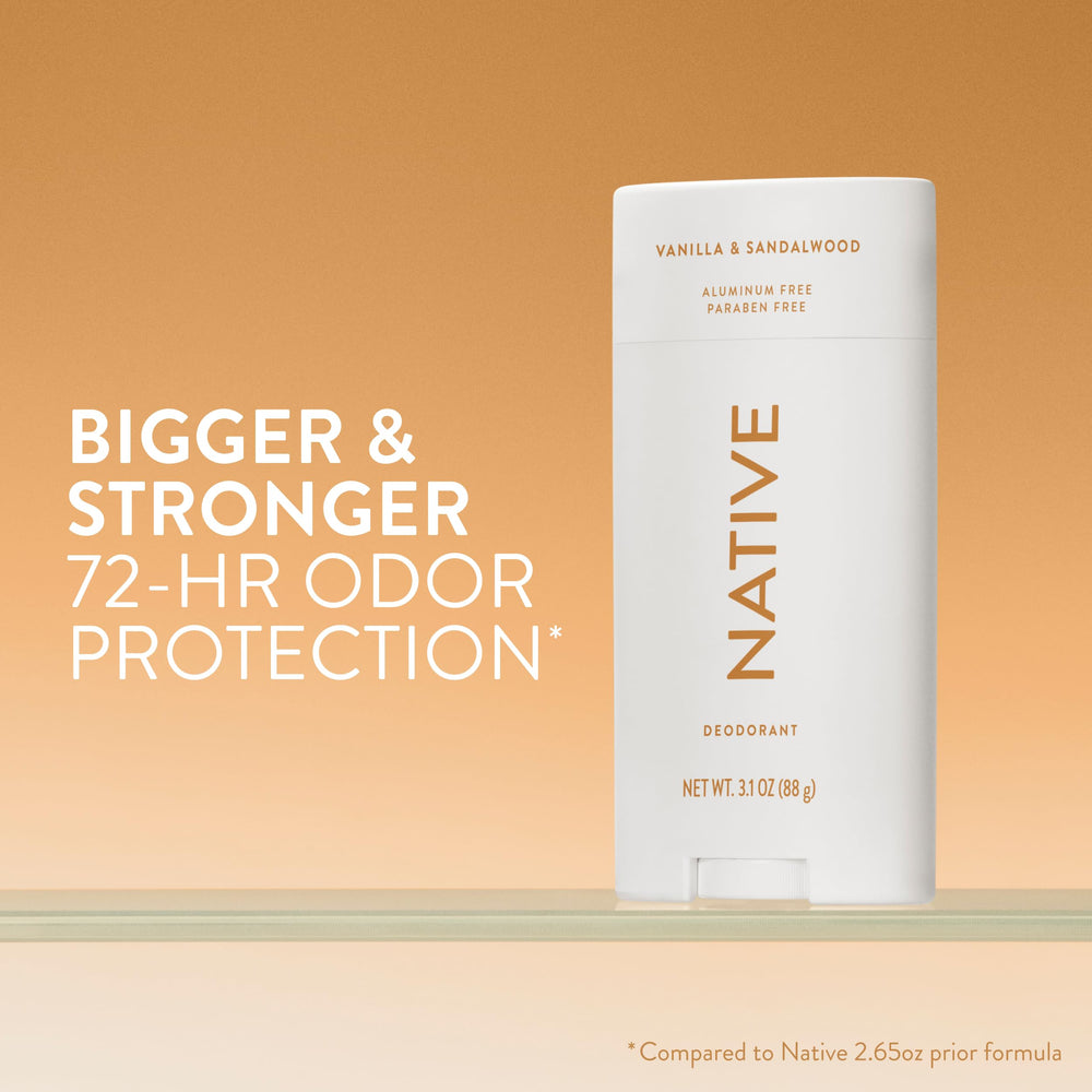 Native deodorant stick angled during application for smooth glide