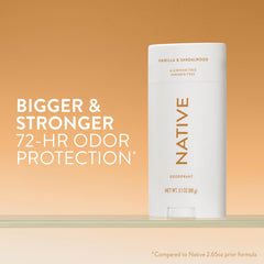 Native deodorant stick angled during application for smooth glide
