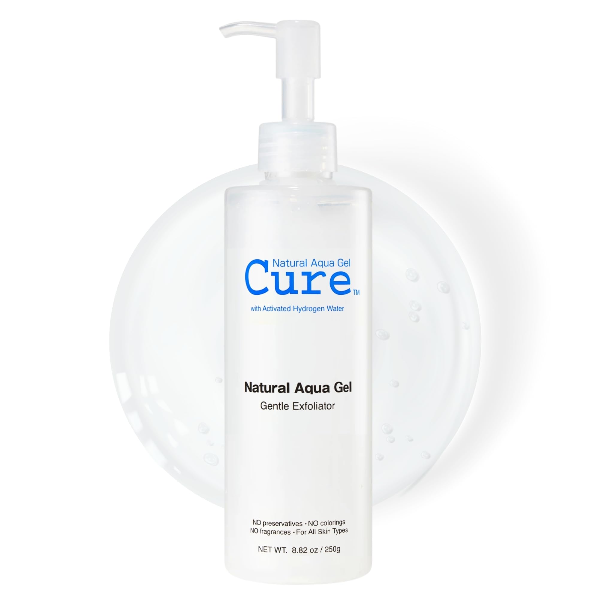 NATURAL AQUA GEL CURE front packaging showing bottle and size, highlights value