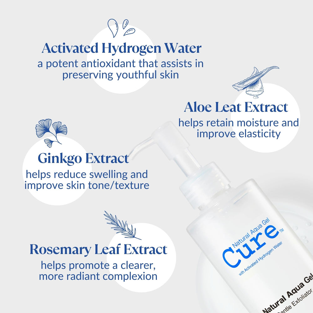 NATURAL AQUA GEL CURE pump dispenser close-up for easy controlled dosing
