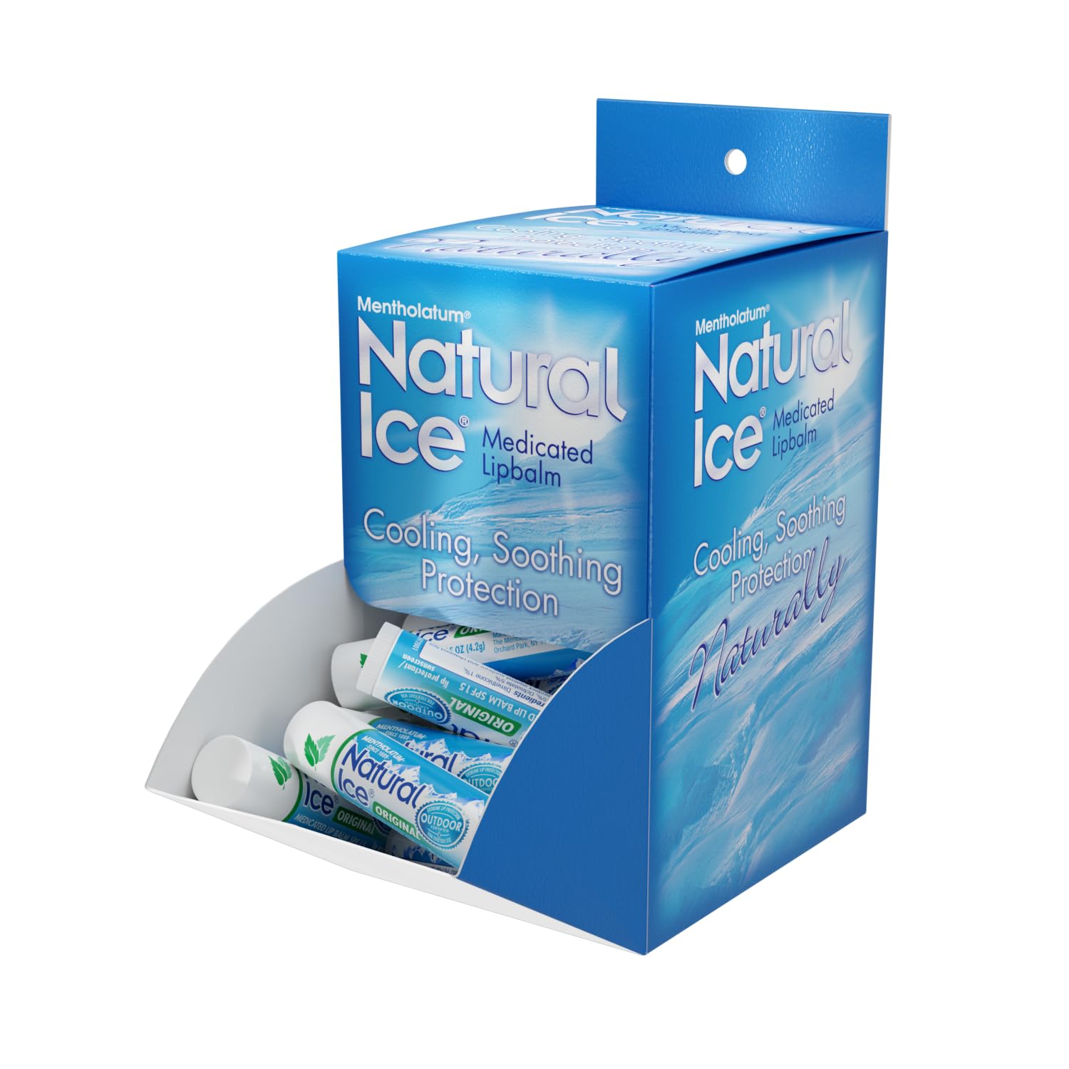 Natural Ice applied on lips demonstrating cooling relief and hydration