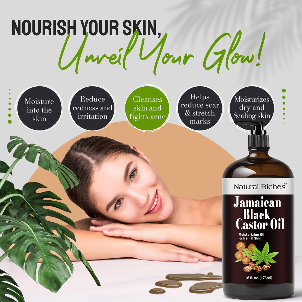 Natural Riches 16 fl oz bottle next to common objects to show true size and volume