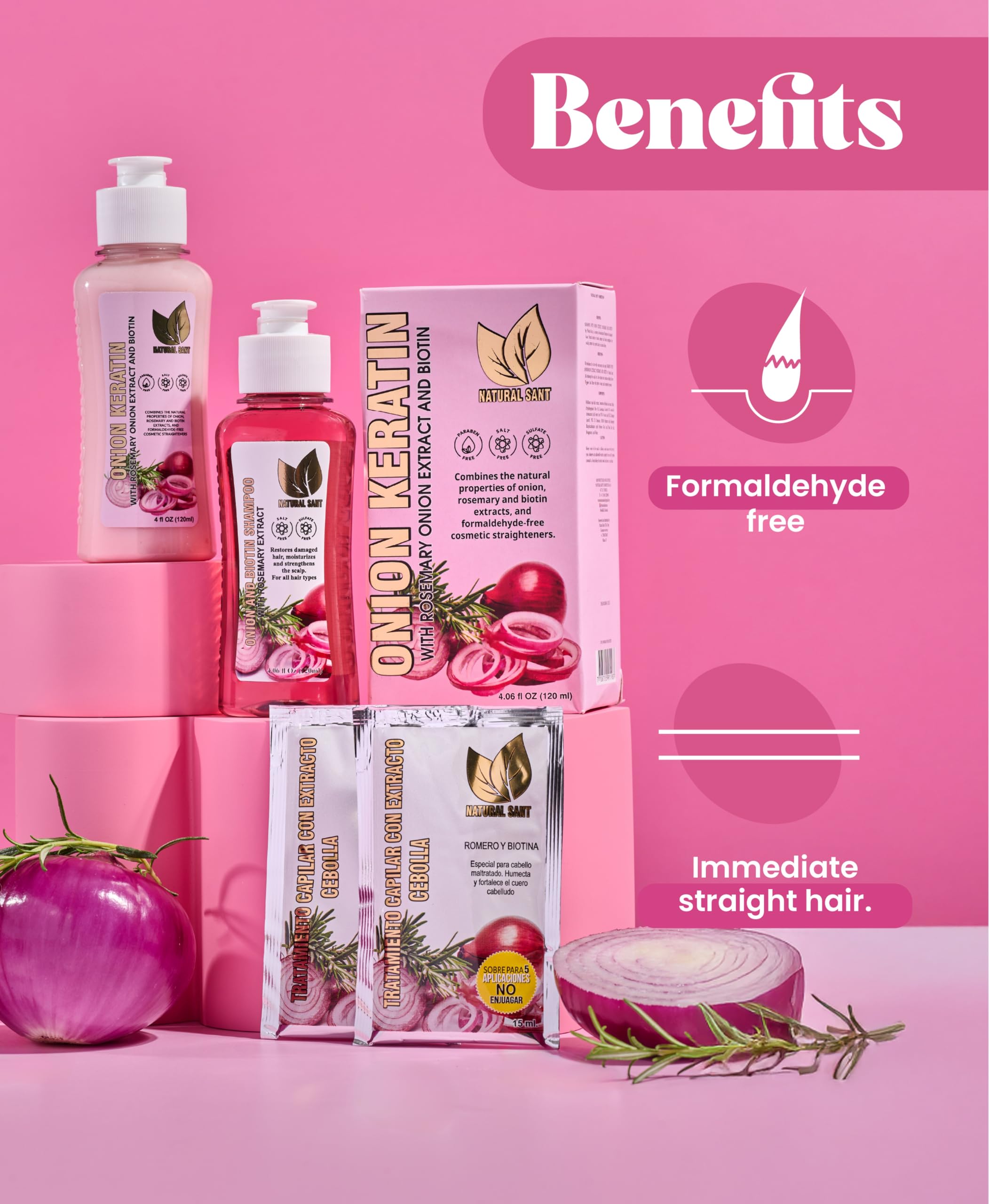 Natural Sant lifestyle on bathroom shelf conveying salon results at home