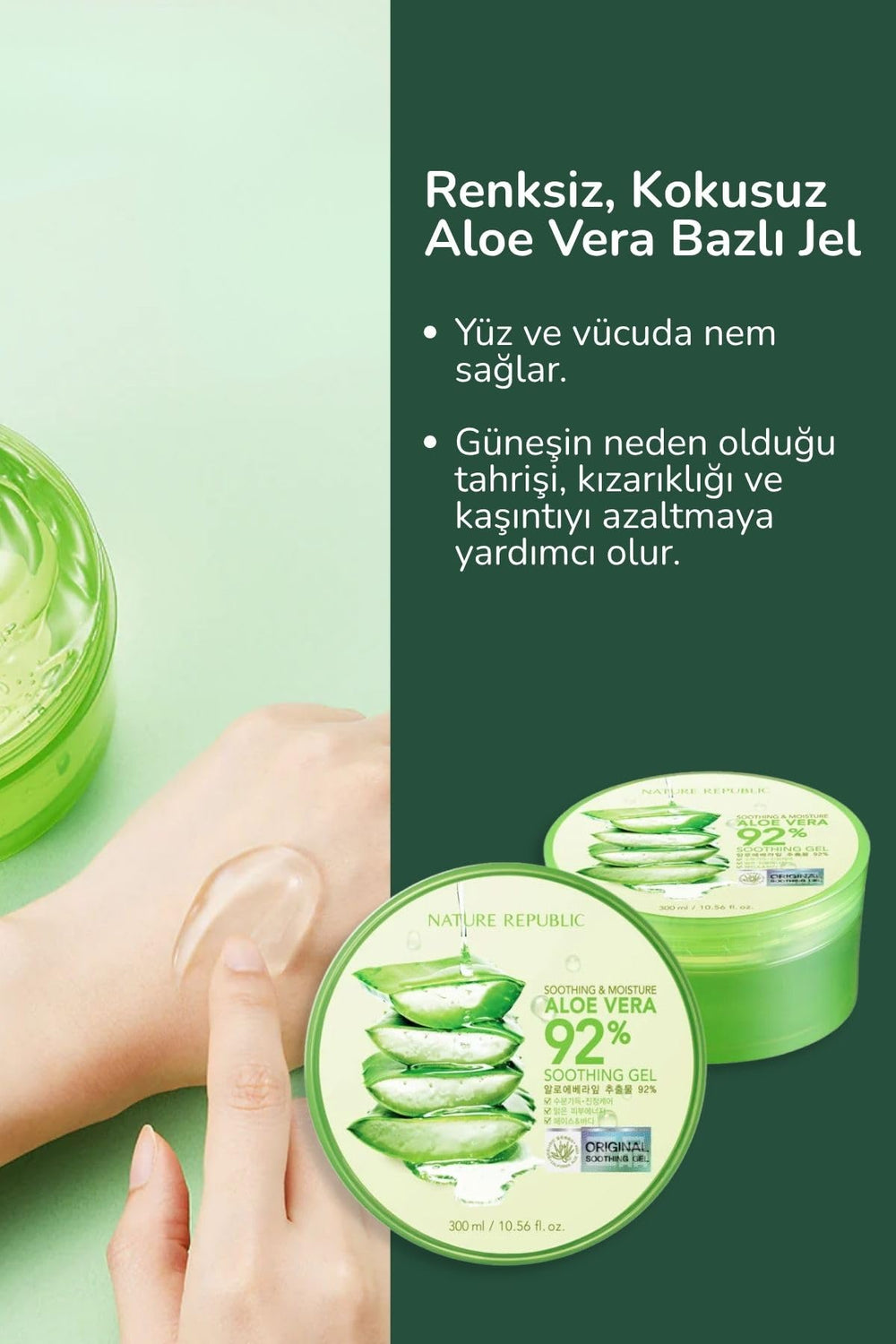 Nature Republic product label close-up showing aloe concentration and mild formula
