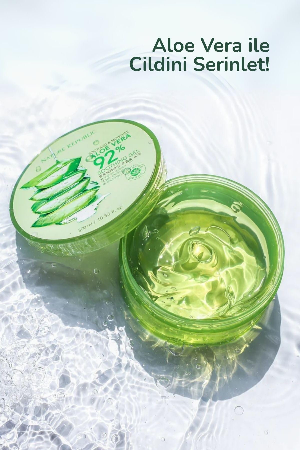Nature Republic gel being applied to cheek demonstrating gentle moisture