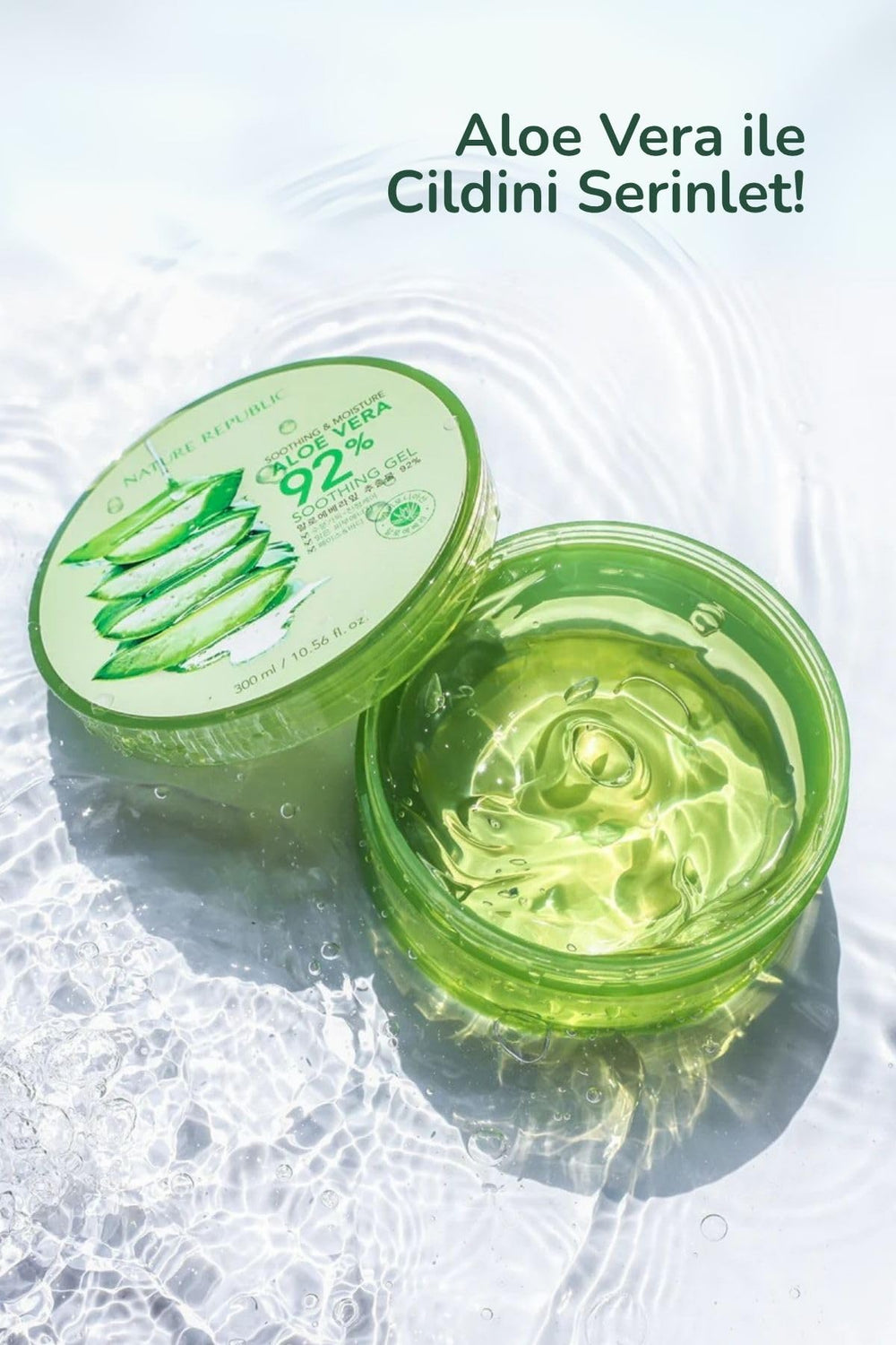 Nature Republic gel being applied to cheek demonstrating gentle moisture