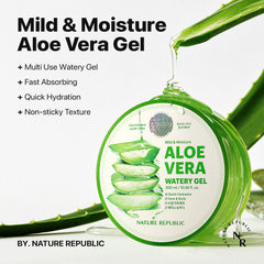 Nature Republic aloe vera gel texture close-up demonstrates lightweight absorbency