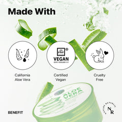 Nature Republic aloe vera gel on hand illustrates quick hydration and non-stick finish