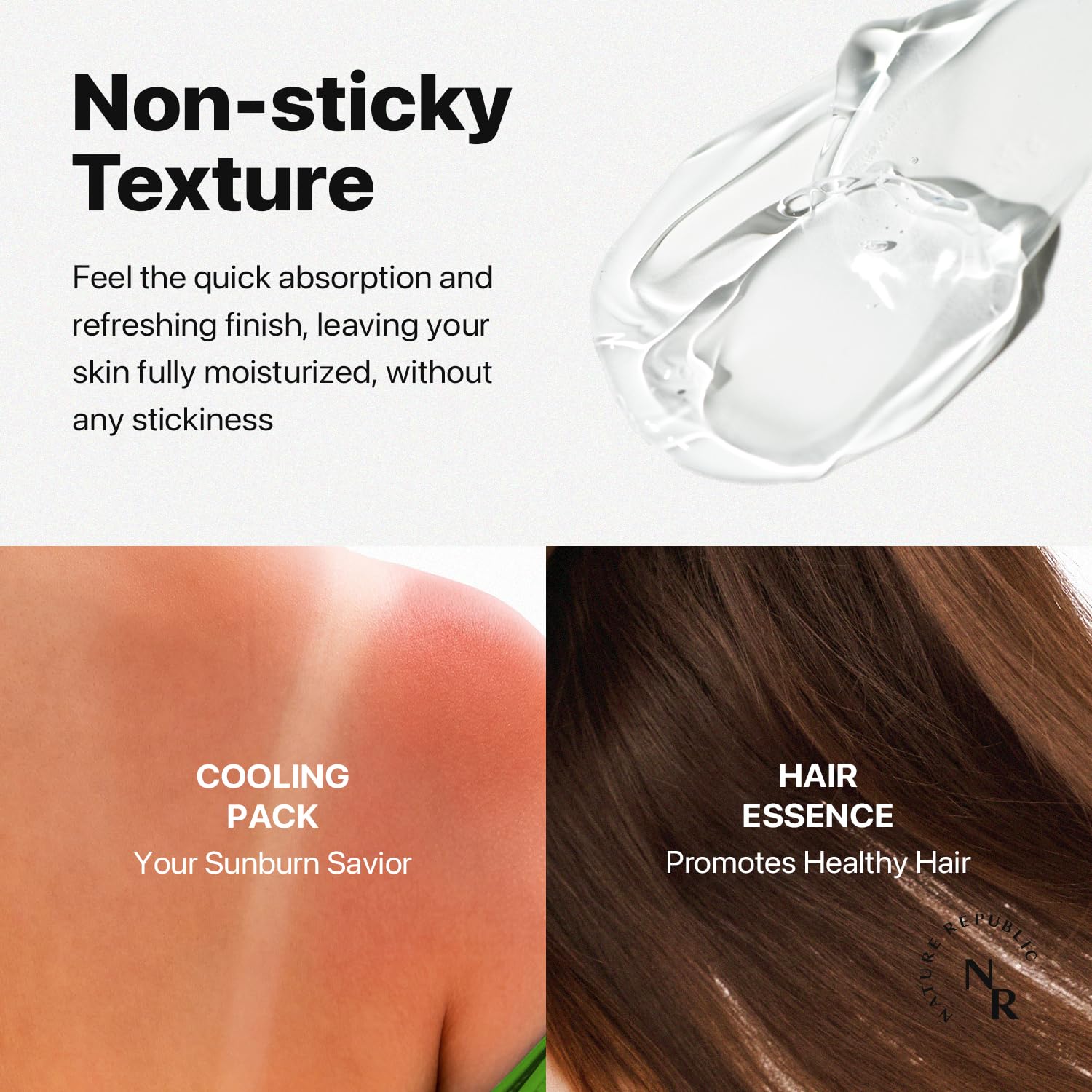 Nature Republic aloe vera gel three-pack beside ruler showing size and value