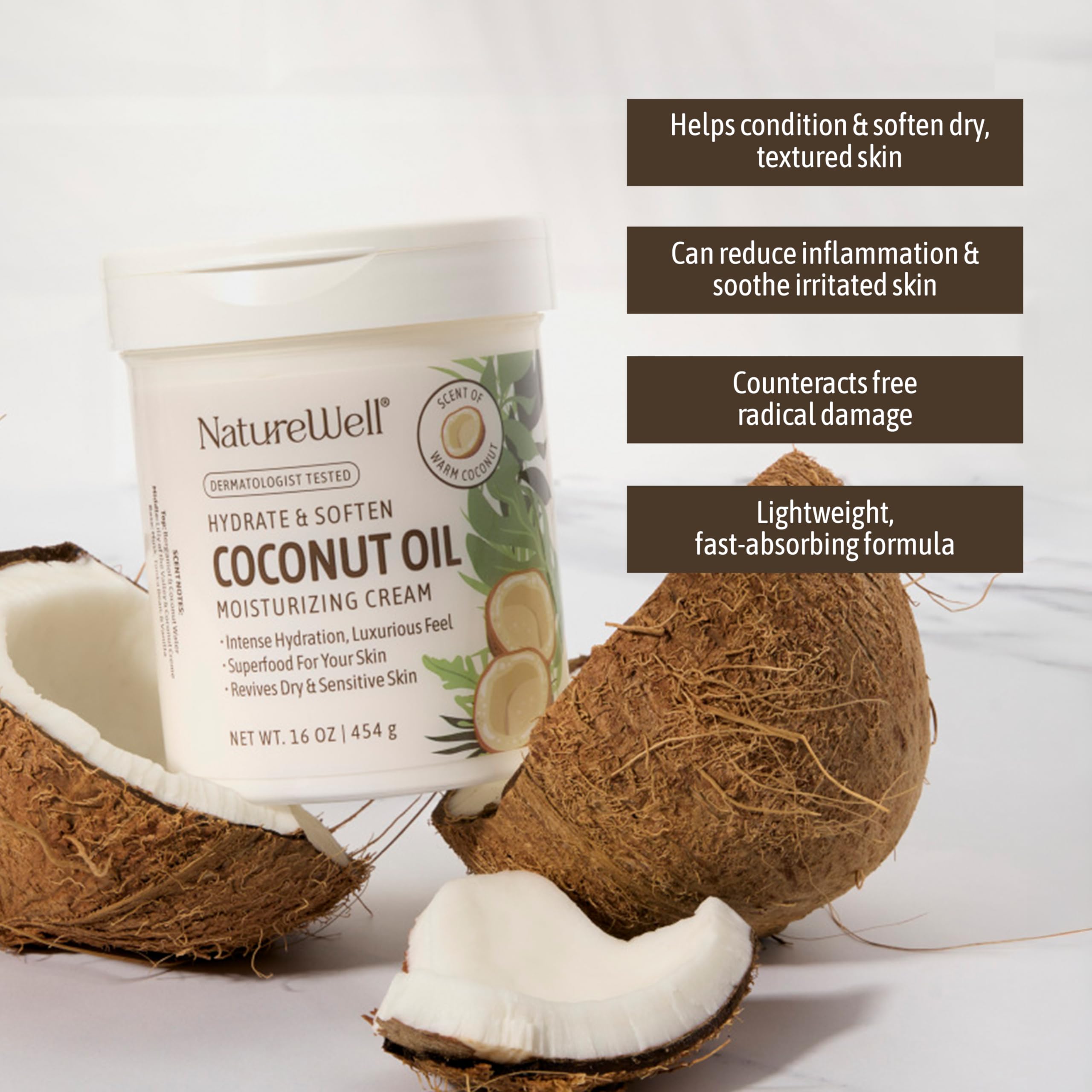 NATURE WELL cream on palm demonstrating smooth spreadability benefit