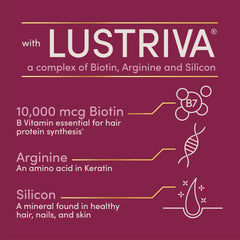 Nature's Bounty ingredient layout with biotin arginine silicon emphasis