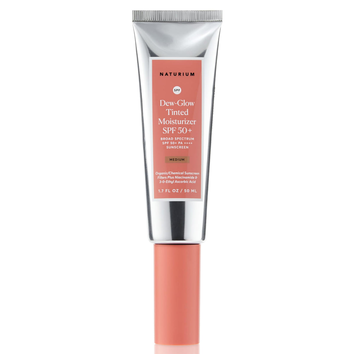 Naturium front packaging showing SPF 50+ and medium tint benefit