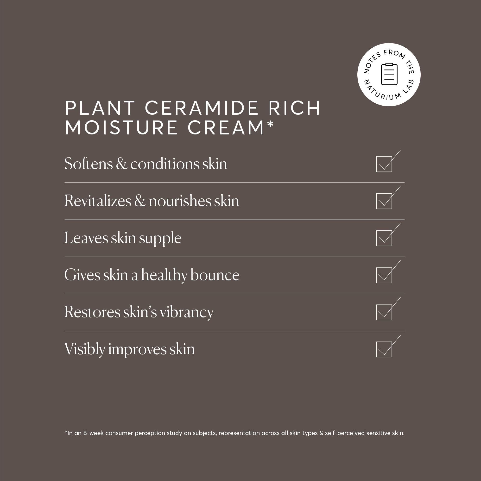 Naturium ingredient panel close-up highlighting plant-derived ceramides and claims