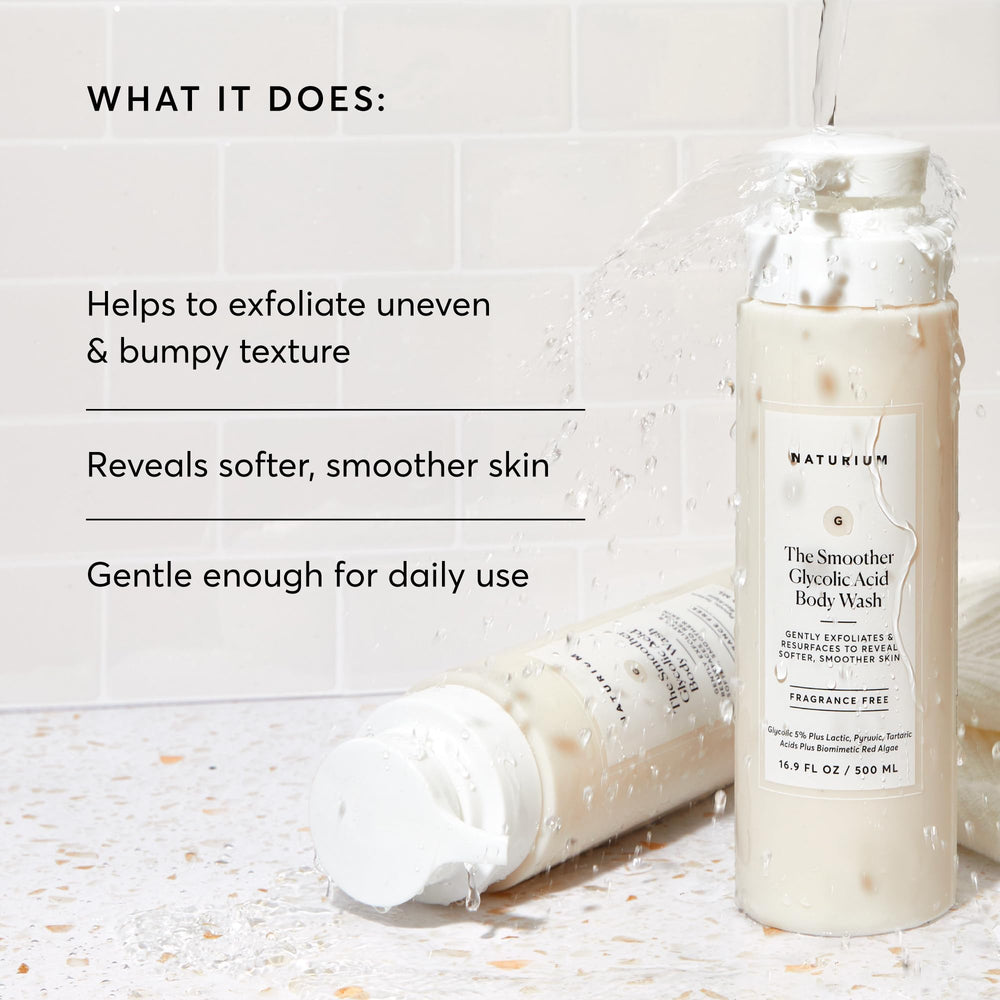 Naturium AHA blend ingredients graphic communicates resurfacing benefits