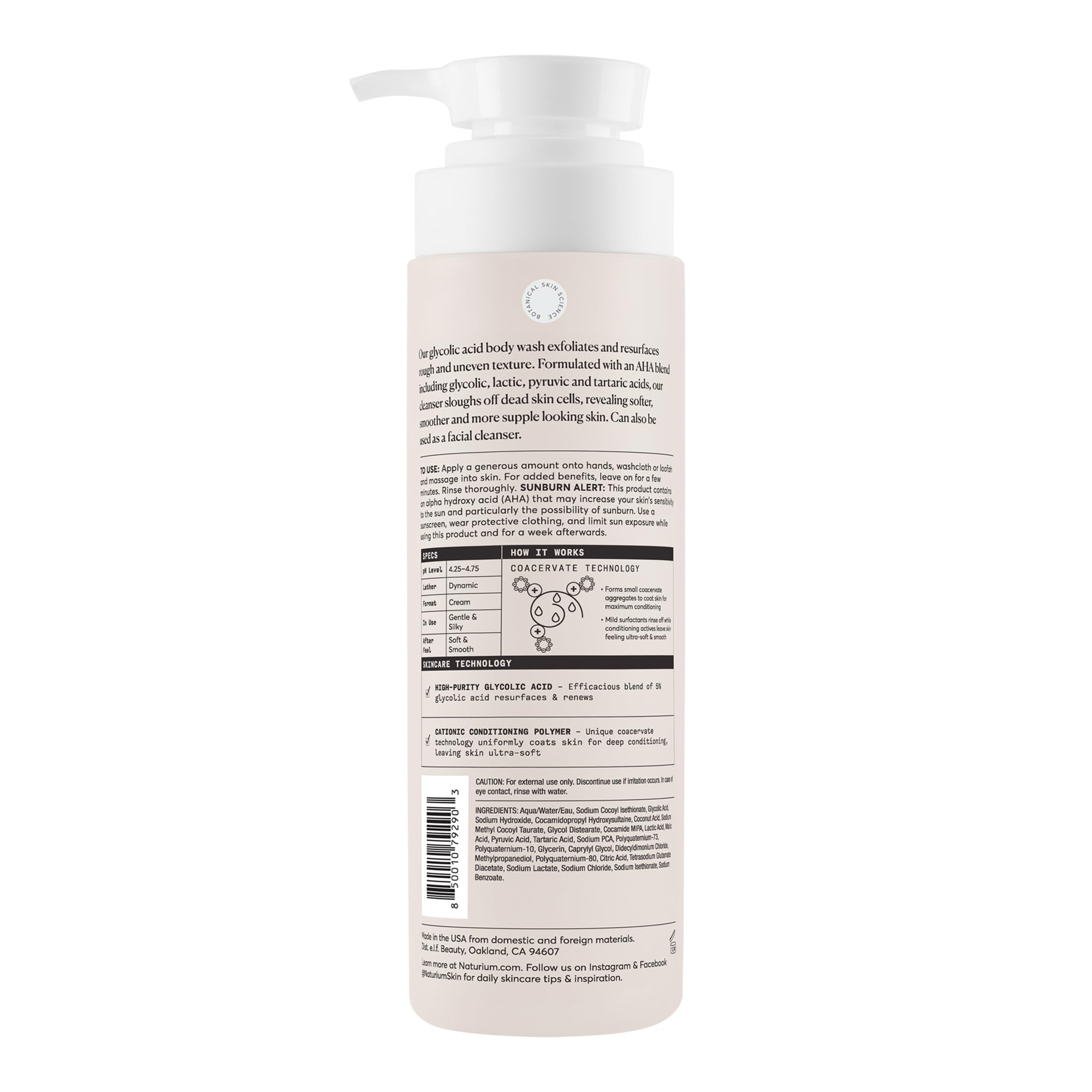 Naturium pump detail highlighting easy dispensing and controlled use benefit