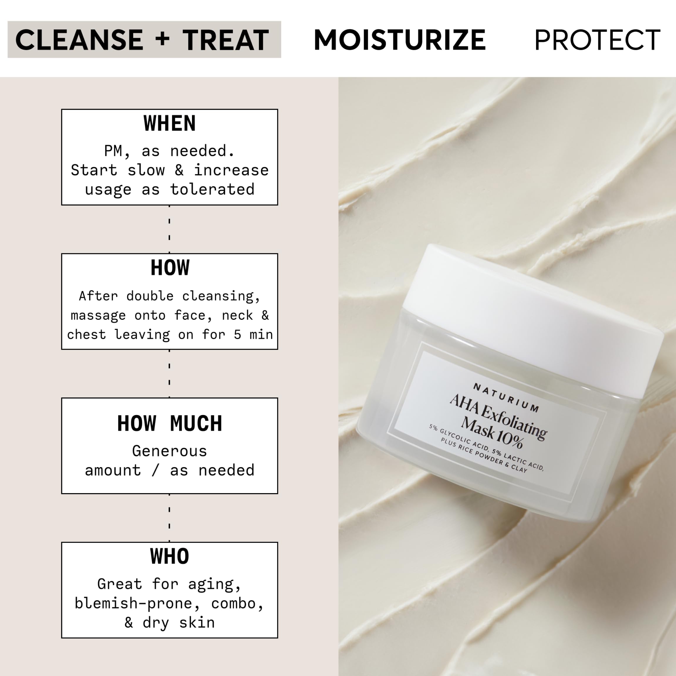 Naturium texture closeup revealing creamy exfoliating formula for gentle resurfacing benefit