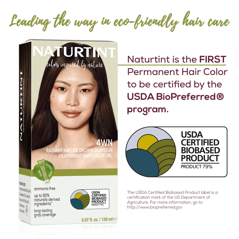 Model applying Naturtint color to hair for easy at-home use