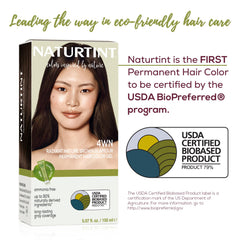 Model applying Naturtint color to hair for easy at-home use