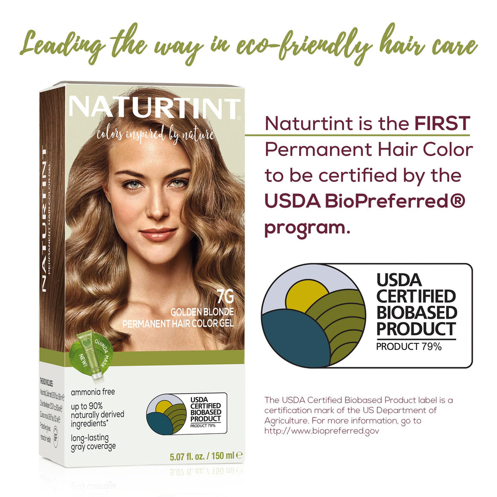 Naturtint finished hair showing shiny golden-blonde results and softness