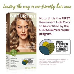 Naturtint finished hair showing shiny golden-blonde results and softness