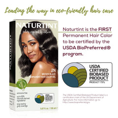 Naturtint after-application hair showing rich brown-black shine