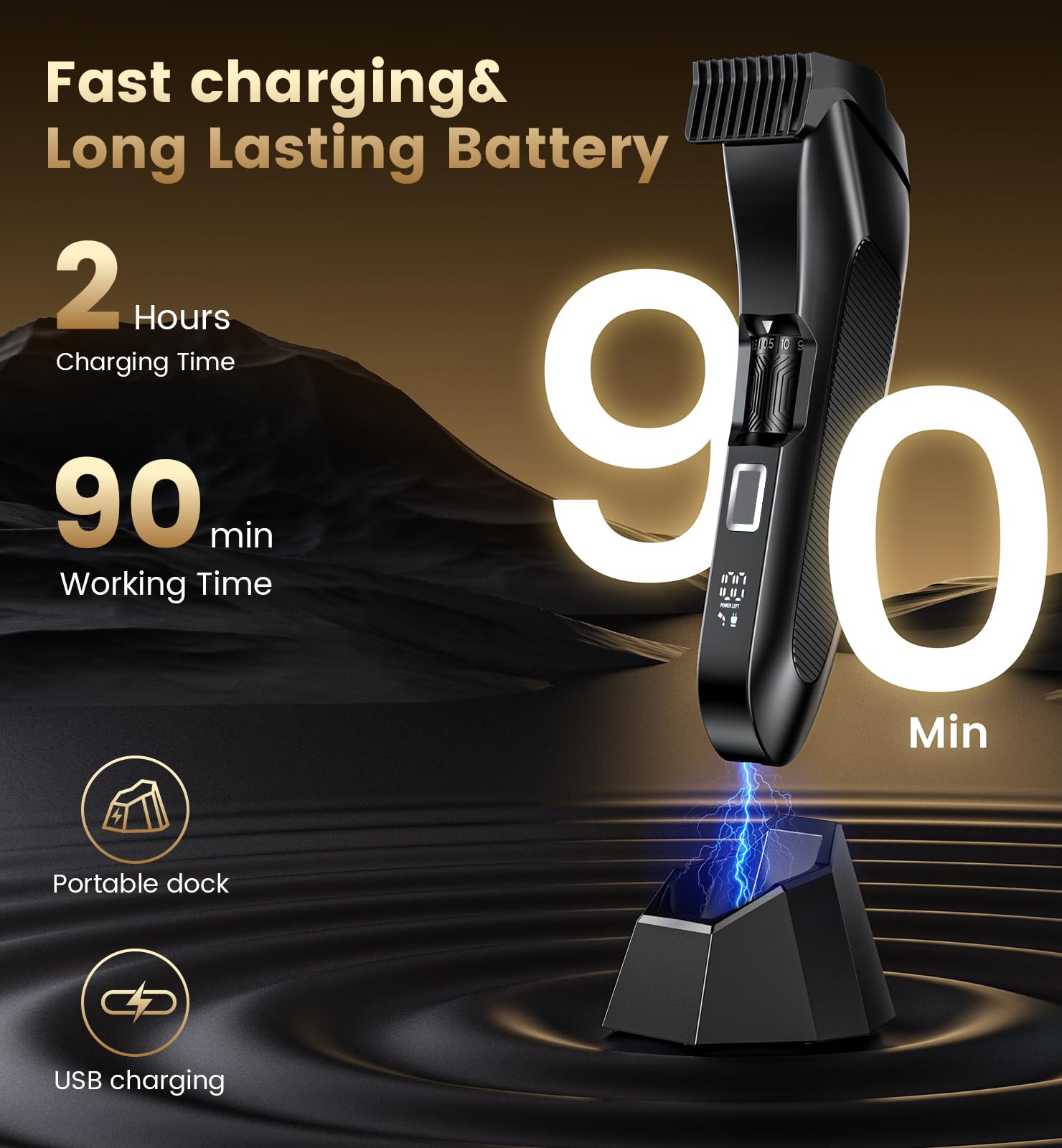 NAUQUOHZ LED display indicating battery level for reliable runtime