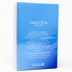 Nautica blue label closeup highlighting brand and scent clarity