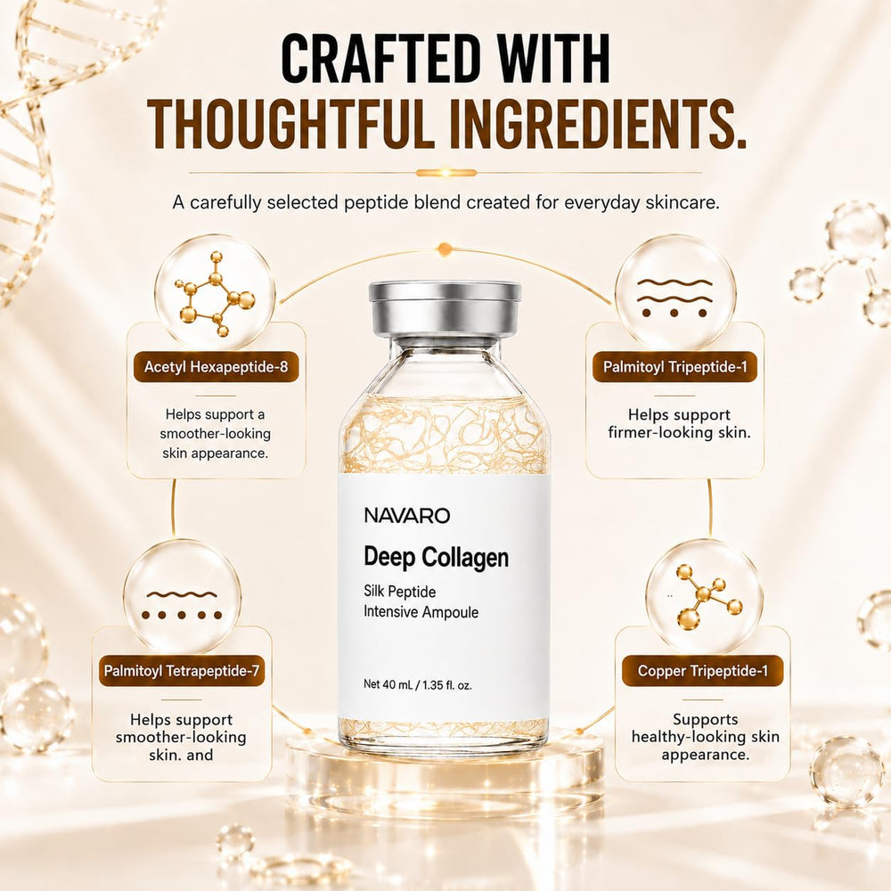 Navaro close-up label showing peptide and collagen ingredient list
