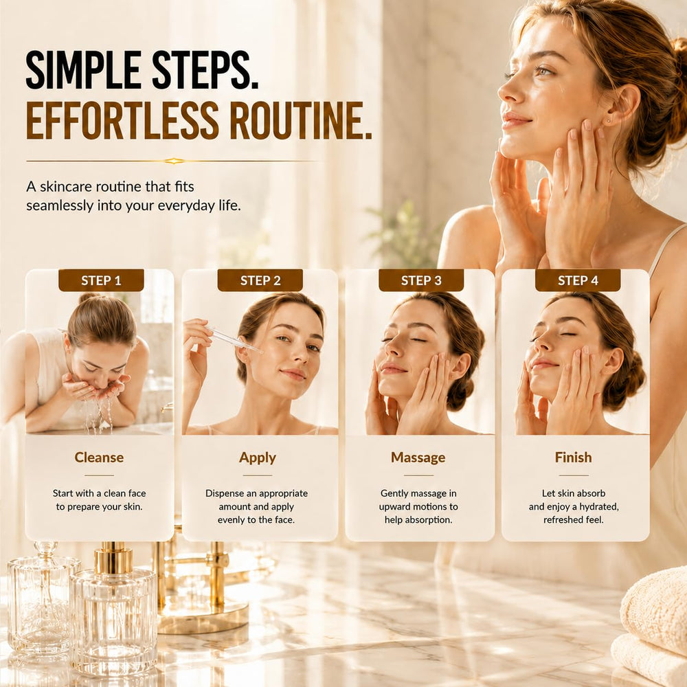 Navaro serum absorbing into skin to show fast-absorbing benefit