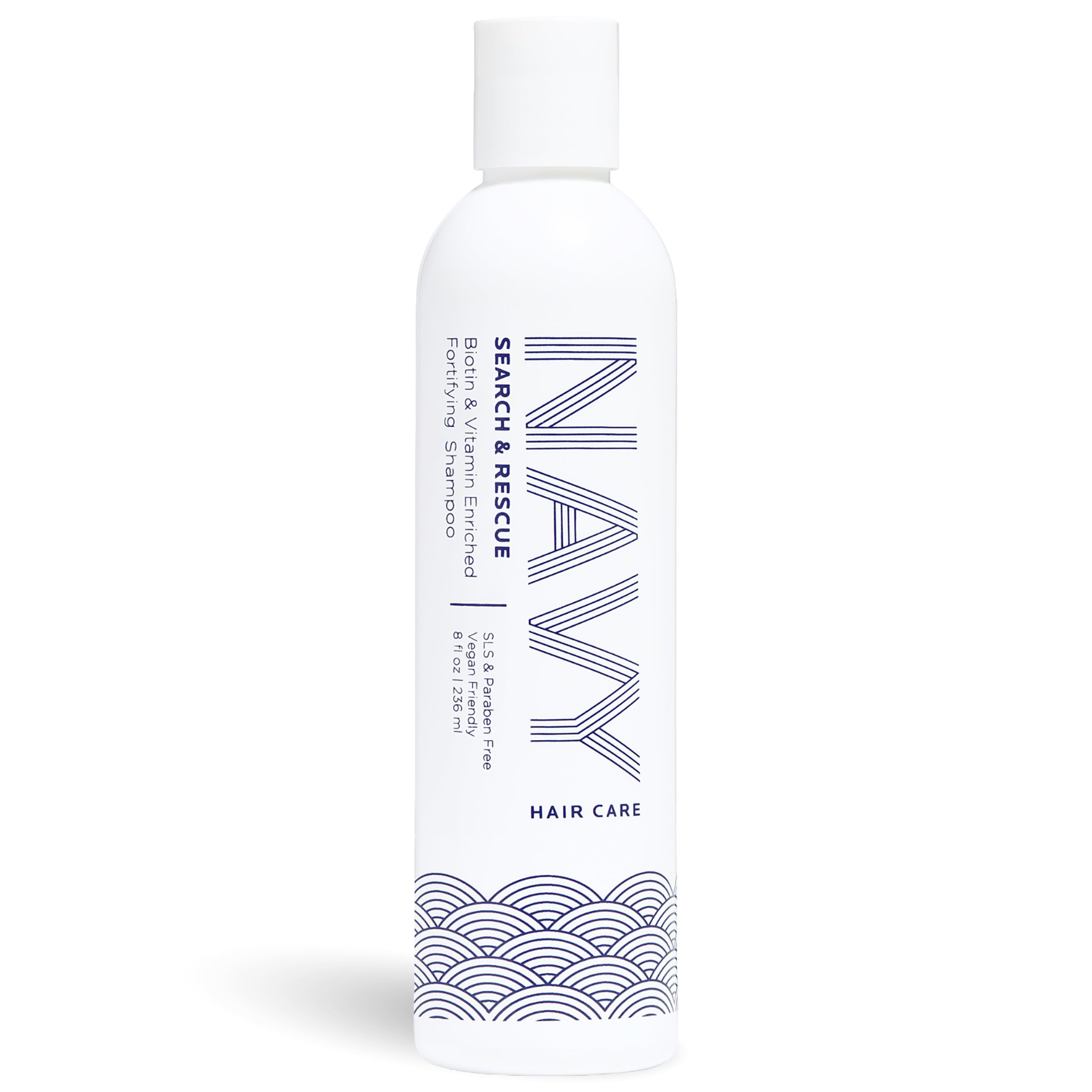 NAVY HAIR CARE front label showing product name and size benefits