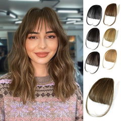NAYOO front view of light brown clip-in bangs showing natural finish and instant change