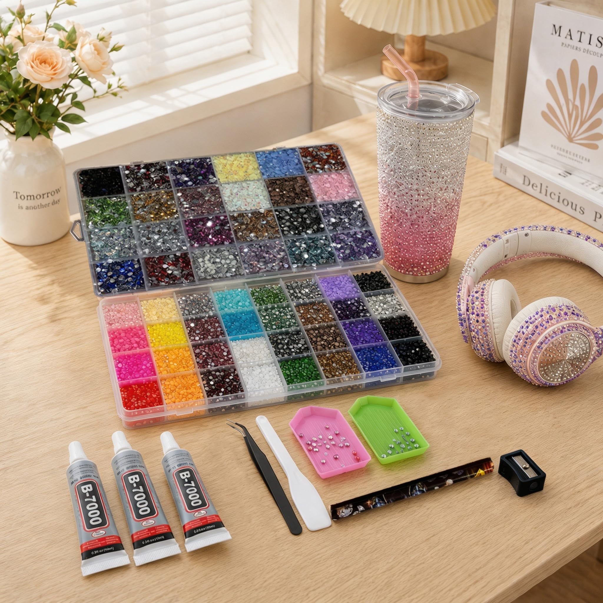 Nebulightstar rhinestones beside a coin to illustrate 3mm size for detailed designs