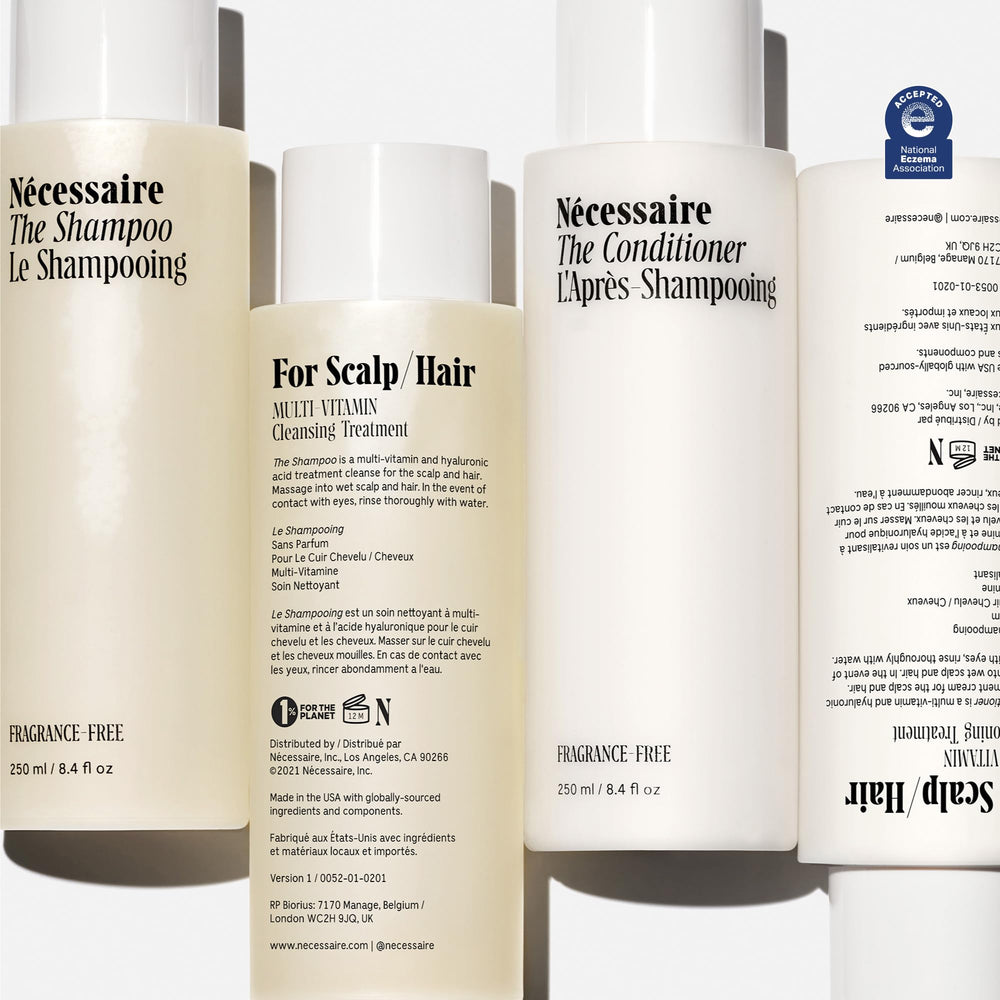 Nécessaire before-and-after hair showing improved smoothness and manageability