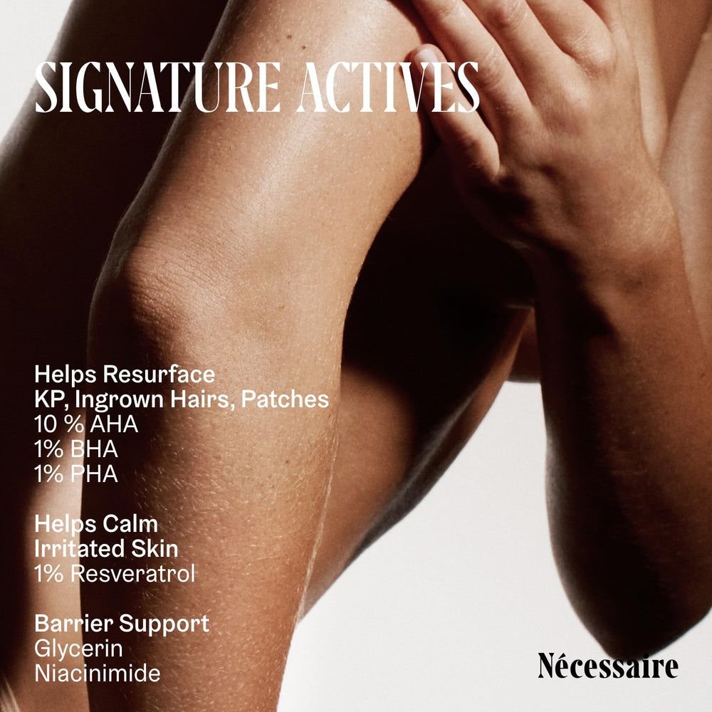 Nécessaire applied to arm showing smoothing effect and reduced bump visibility
