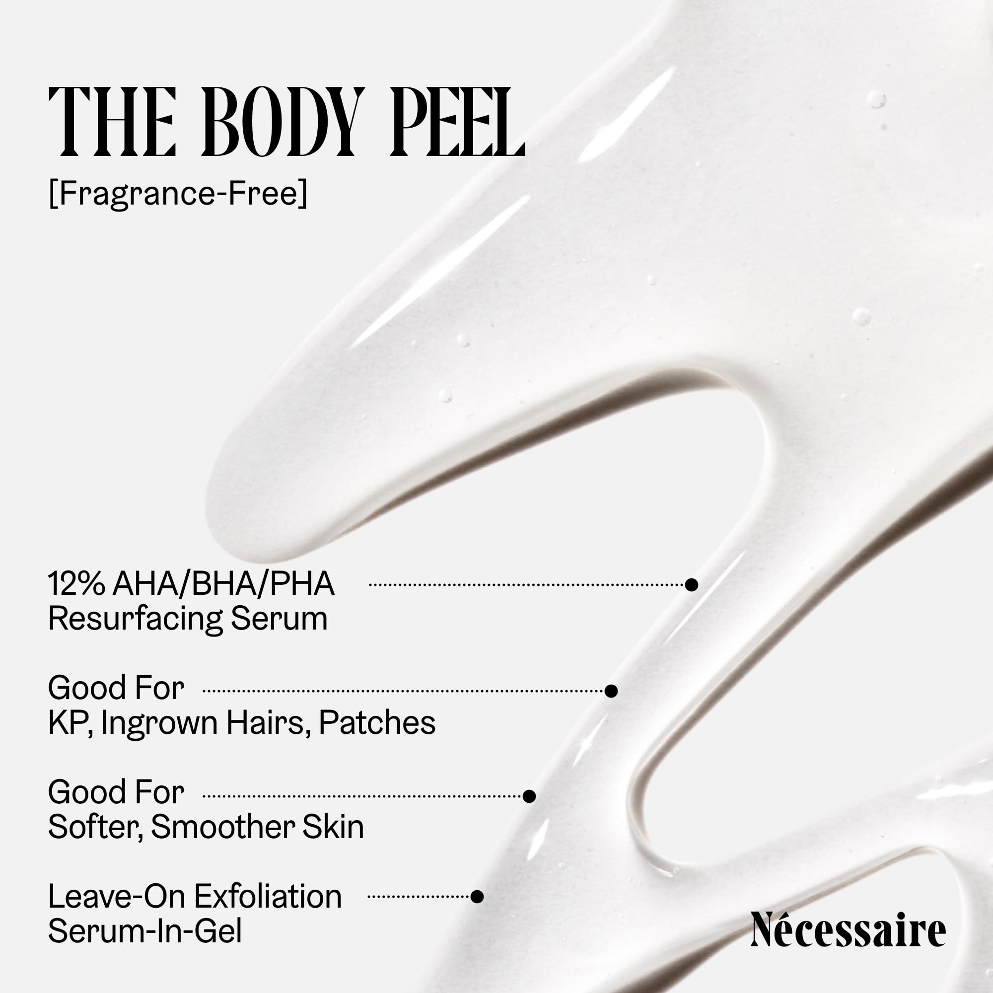 Nécessaire gel texture close-up highlighting lightweight spreadability and easy absorption