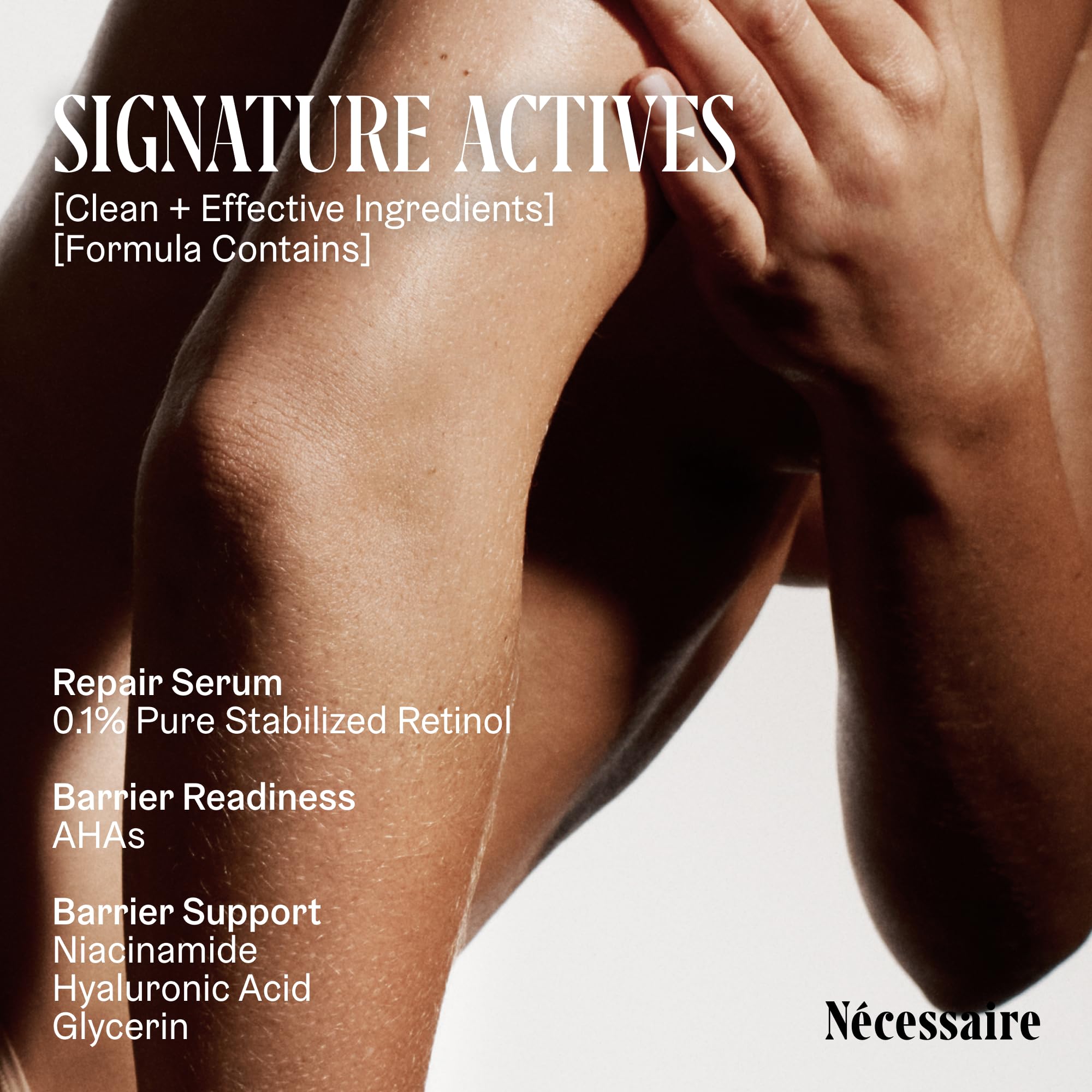 Nécessaire pump dispense detail highlighting easy, controlled application